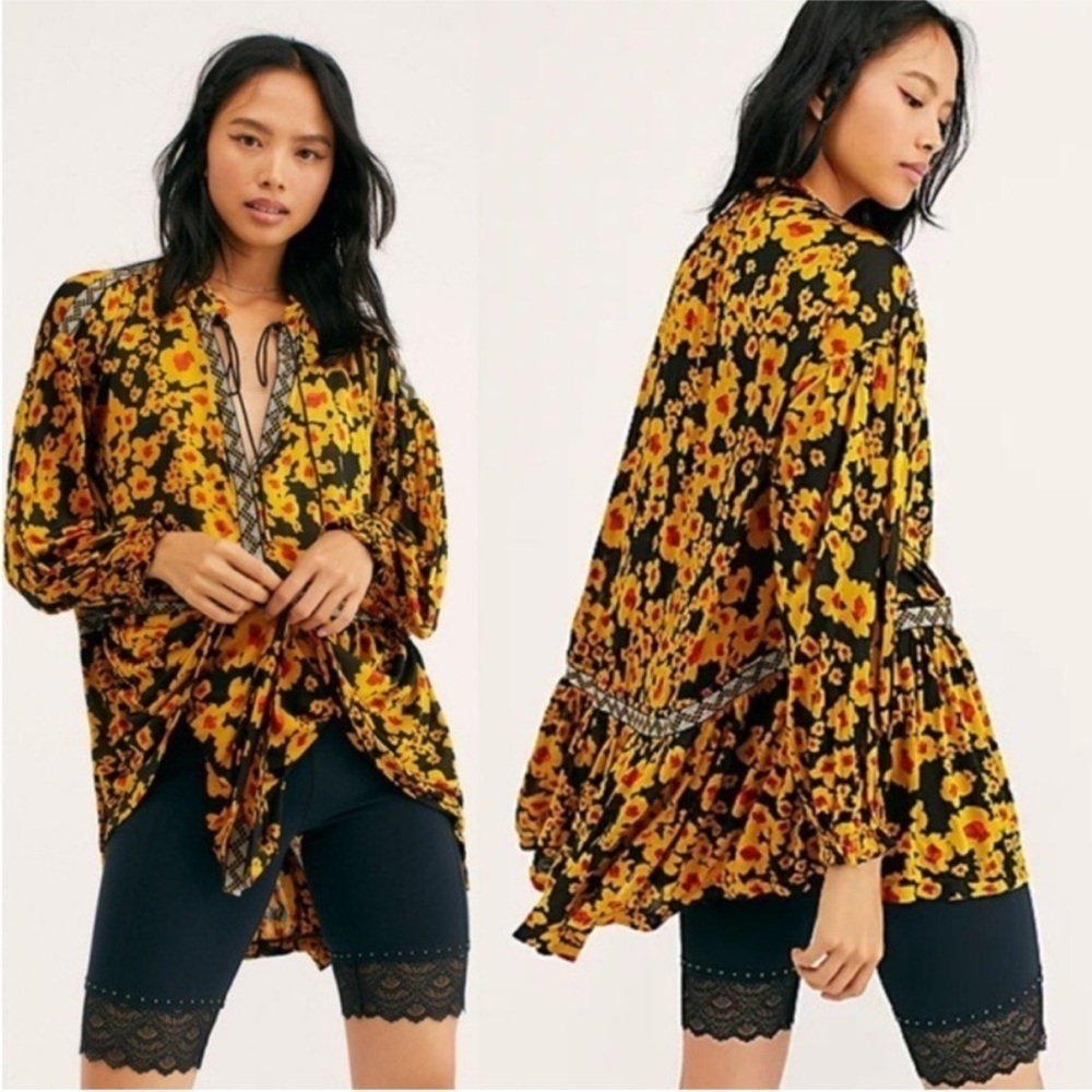 Free People Love Letter Floral Print Tunic Small M42